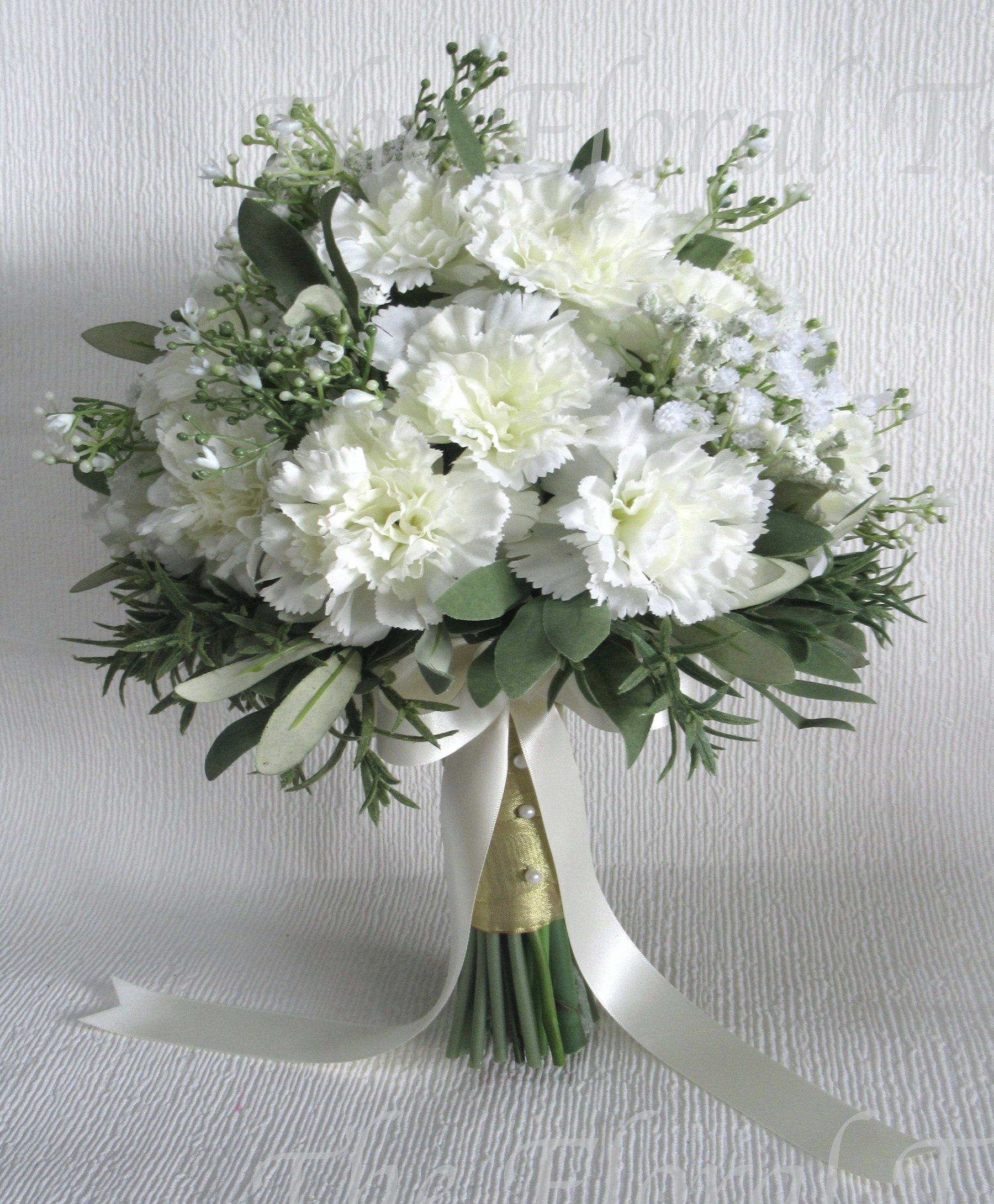 Ivory Carnation & Gypsophila Wedding Bouquet